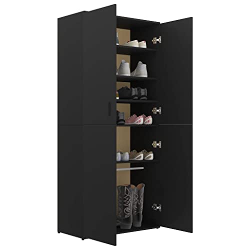 WIFESE Shoe Storage Shoe Cabinet for Entryway 31.5"x15.4"x70.1" Shoe Organizer Shoe Cubby Storage with Doors Shoe Rack Organizer Shoe Shelves Shoe Closet Black