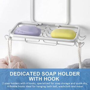 Shower Caddy Over Shower Head, Hanging Shower Caddy, Rustproof Shower Organizer with Hooks for Razor/Sponge, Over The Shower Head Caddy with Soap Basket (Silver))