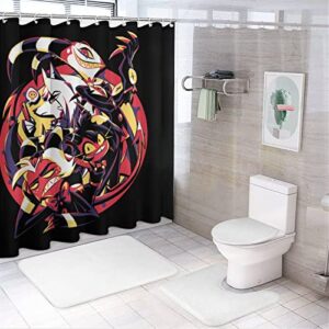 woodyotime anime shower curtain sets 4 piece bathroom set shower curtain non-slip rugs toilet lid cover bath mat bathroom decor