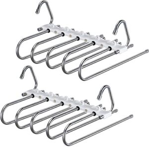 luwoonng pants hangers space saving - s-type stainless steel clothes pants rack hanger, anti-slip clothes closet storage organizer for pants jeans trousers skirts scarf - 2 pack