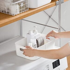 MORNITE Shelf Baskets Open Home Storage Bins with Handle for Freezer Kitchen Clothes Cabinet Closet Drawers BPA-Free Pantry Organization White Middle Large / 1 Pcs