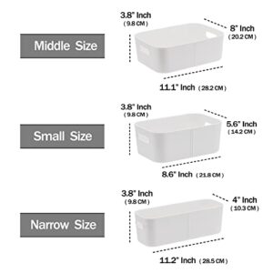 MORNITE Shelf Baskets Open Home Storage Bins with Handle for Freezer Kitchen Clothes Cabinet Closet Drawers BPA-Free Pantry Organization White Middle Large / 1 Pcs