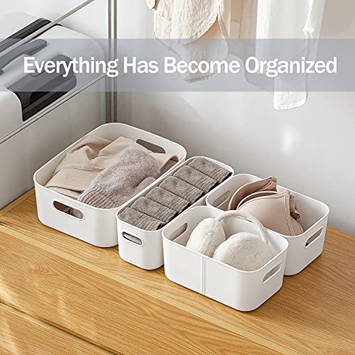 MORNITE Shelf Baskets Open Home Storage Bins with Handle for Freezer Kitchen Clothes Cabinet Closet Drawers BPA-Free Pantry Organization White Middle Large / 1 Pcs