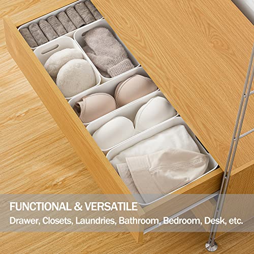 MORNITE Shelf Baskets Open Home Storage Bins with Handle for Freezer Kitchen Clothes Cabinet Closet Drawers BPA-Free Pantry Organization White Middle Large / 1 Pcs