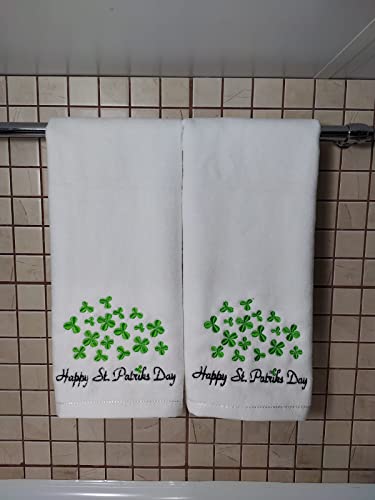 Happy St.Patriks Day Hand Towel Valentines Day Kitchen Bathroom Faucet Towel Be Mine Fingertip Towel Set Highly Absorbent SPA Gym Guest Shower Towels 11x18 inches Holiday Decorations (White, 2)