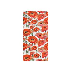 hand towel, beautiful red poppies hand towels for bathroom, gym, beach and spa
