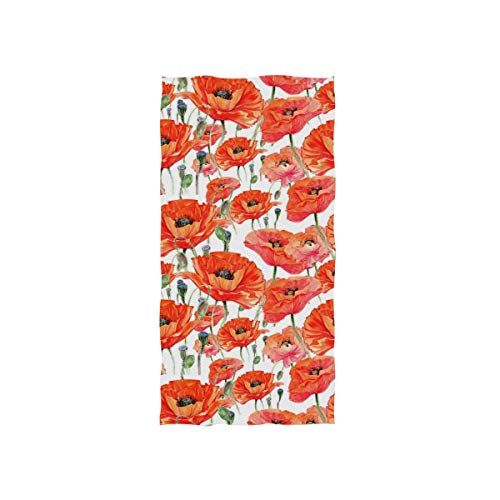 Hand Towel, Beautiful Red Poppies Hand Towels for Bathroom, Gym, Beach and Spa