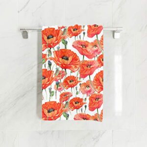 Hand Towel, Beautiful Red Poppies Hand Towels for Bathroom, Gym, Beach and Spa