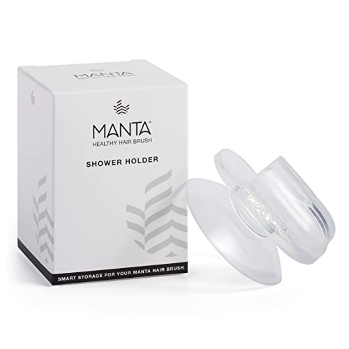 MANTA Hair Brush Shower Holder - Wall Mounted Transparent Organizer for Hair Brushes - Shower Holder with Suction Cup for Hair Accessories