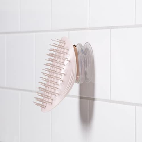 MANTA Hair Brush Shower Holder - Wall Mounted Transparent Organizer for Hair Brushes - Shower Holder with Suction Cup for Hair Accessories