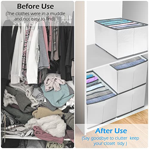 Krizyher 7 Grids Wardrobe Clothes Organizer , Folded Clothes Organizer for Closet, Washable Clothing Storage Bins, Upgrade Drawer Clothes Compartment Storage Box for Jeans, Pants, T-Shirts