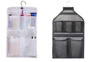 misslo shower caddy organizer 5 pockets + mesh hanging shower caddy with rotatable hanger (black)