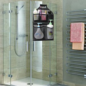 MISSLO Shower Caddy Organizer 5 Pockets + Mesh Hanging Shower Caddy with Rotatable Hanger (Black)