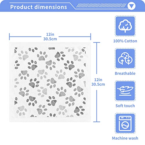 Kigai 4 Pack Cat Paw Dog Paw Washcloths – Soft Face Towels, Gym Towels, Hotel and Spa Quality, Reusable Pure Cotton Fingertip Towels