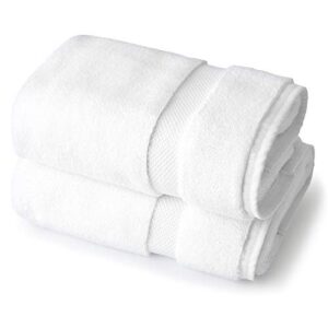 supima cotton bath towel set by laguna beach textile co - 2 bath towels - hotel quality, plush, 730 gsm - large, 57" x 30" white