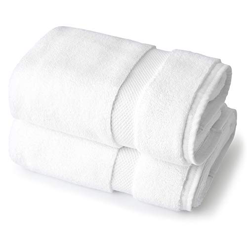 Supima Cotton Bath Towel Set by Laguna Beach Textile Co - 2 Bath Towels - Hotel Quality, Plush, 730 GSM - Large, 57" x 30" White