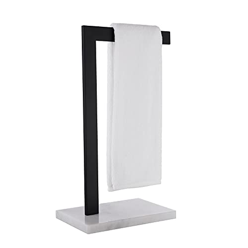 KES Towel Holder Stand for Bathroom, Countertop Towel Stand with Marble Base, L-Shape Standing Towel Rack, SUS304 Stainless Steel Matte Black, BTH220A-BK