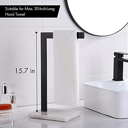 KES Towel Holder Stand for Bathroom, Countertop Towel Stand with Marble Base, L-Shape Standing Towel Rack, SUS304 Stainless Steel Matte Black, BTH220A-BK