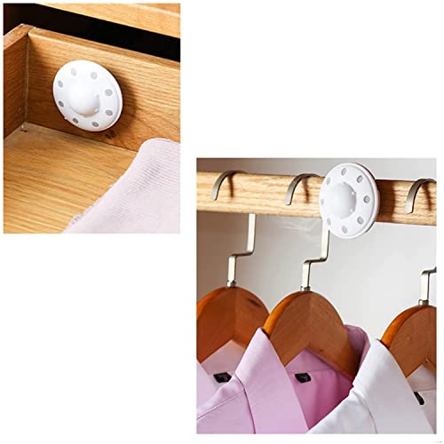 12 Pack Moth Ball Case with Adhesive Wall Sticker, Refillable Case for Moth Repellent Balls, Closet Clothes House Drawers Hanger Moth Block Case, 6cm Diameter, White, 12 Count