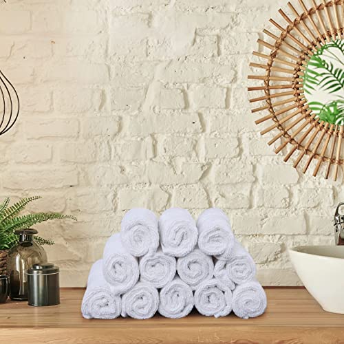 Utopia Towels Premium Bundle - Cotton Washcloths White (12x12 inches),Pack of 12 with White Hand Towels (16 x 28 inches), Pack of 6