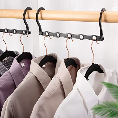 HOUSE DAY Black Magic Hangers 10 Pack and Black Velvet Hangers 50PK，Space Saving Hangers Set