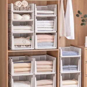 ashily foldable stackable wardrobe storage shelf box containers, multifunctional drawer organizer with sliding rails, folding clothes baskets for closet, under sink, tabletop(l-17.13x13.39x9.65 in)