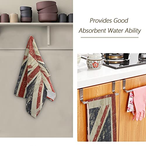 2 pcs Hand Towels 28x14in Retro UK Flag Kitchen Towels Absorbent Soft Patriotic Dish Towels for Bathroom Kitchen Gym Vintage