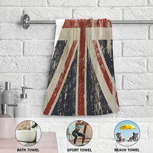 2 pcs Hand Towels 28x14in Retro UK Flag Kitchen Towels Absorbent Soft Patriotic Dish Towels for Bathroom Kitchen Gym Vintage