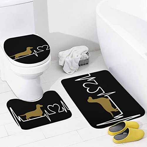 Roargy Bathroom Rugs Sets 3 Piece Bath Mat Dog Machine Wash Absorbent Soft Shower Tub Mat Toilet Non-Slip Home Decor Gifts for Grandpa,20''×32''