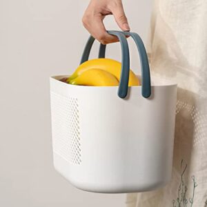 Plastic Bathroom Storage Basket with Handle, for Storing Bathroom Body Wash, Shampoo, Conditioner, Lotion (Blue large)