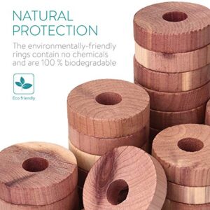 Navaris Cedar Wood Hangers - Set of 45 Natural Cedarwood Clothes Rings - Pack of Wardrobe, Drawer, Storage Freshener Blocks