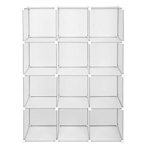 guangshuohui 12-cube book shelf,cube storage shelves closet organizer shelf cubes organizer bookcase(42.1 x 14.2 x 55.9) / (107 x 36 x 142) cm (l x w x h) (white)