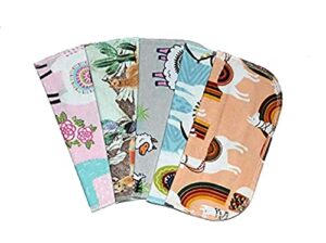 2 ply printed flannel washable. llama and alpaca- set napkins 8x8 inches 5 pack - little wipes (r) flannel