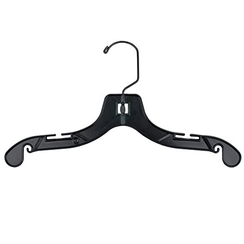 NAHANCO 479B Plastic Top Hangers, Lightweight, 19", Black (Pack of 200)