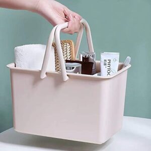 ALINK Plastic Shower Caddy Basket with Handle, Portable Storage Organizer for College Dorm, Bathroom, Kitchen - Pink