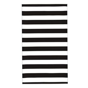 fingertip towel , black white stripe large hand towel for bathroom kitchen spa(15.7x27.5 inch)