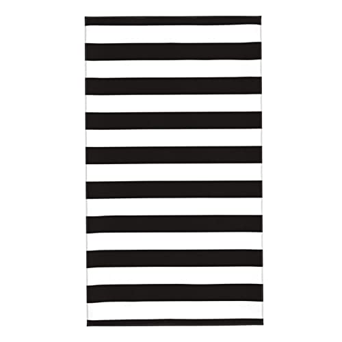 Fingertip Towel , Black White Stripe Large Hand Towel for Bathroom Kitchen Spa(15.7x27.5 Inch)