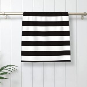 Fingertip Towel , Black White Stripe Large Hand Towel for Bathroom Kitchen Spa(15.7x27.5 Inch)