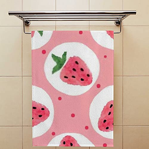 Hands Towels of 2 Piece for Bathroom,Strawberry Soft Towel Set Highly Absorbent Fingertip Towels for Children and Adults