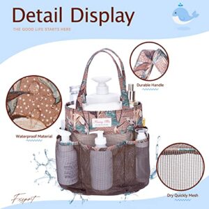 Fypxd Pretty Mesh Shower Caddy Portable for College Dorm Room Essentials,Durable Mesh Beach bag with Multiple Pocket Large Capacity,Shower Travel tole Bag for Beach,Swimming,Gym (Coffe)