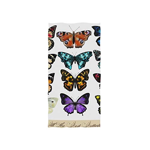 DOMIKING Coloured Butterflies Soft Hand Towels for Bathroom Decorative Guest Towels fingertip Towels for Hotel Spa Gym,16 x 30 inches