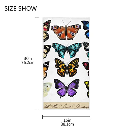 DOMIKING Coloured Butterflies Soft Hand Towels for Bathroom Decorative Guest Towels fingertip Towels for Hotel Spa Gym,16 x 30 inches