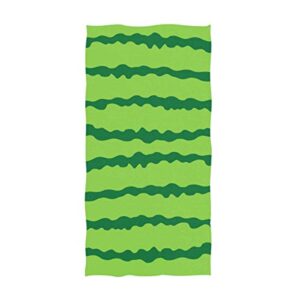 naanle fresh green watermelon stripes highly absorbent soft large decorative guest hand towel for bathroom, hotel, gym and spa (16 x 30 inches)