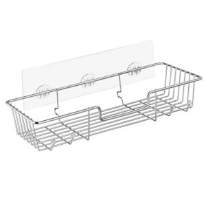 iPEGTOP Adhesive Shower Caddy Bathroom Shelf Storage with Hooks for Shampoo Conditioner Holder Kitchen Organizer Basket, No Drilling Wall Mounted, Rustproof Stainless Steel