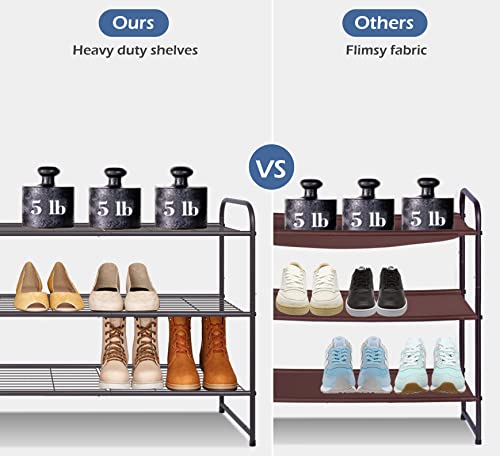 KEETDY Long 3 Tier Shoe Rack and 2-Tier Long Shoe Rack for Closet Entryway