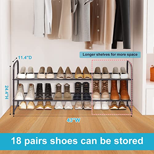 KEETDY Long 3 Tier Shoe Rack and 2-Tier Long Shoe Rack for Closet Entryway