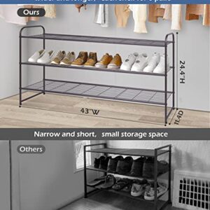 KEETDY Long 3 Tier Shoe Rack and 2-Tier Long Shoe Rack for Closet Entryway