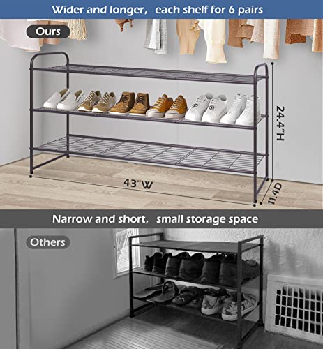 KEETDY Long 3 Tier Shoe Rack and 2-Tier Long Shoe Rack for Closet Entryway