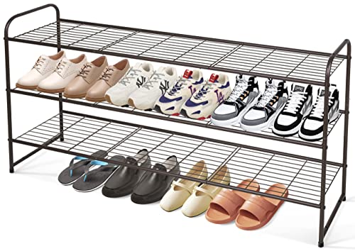 KEETDY Long 3 Tier Shoe Rack and 2-Tier Long Shoe Rack for Closet Entryway