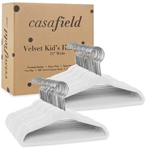 Casafield 100 Velvet Baby Hangers - 11" Size for Infant & Toddler Clothes - Ivory